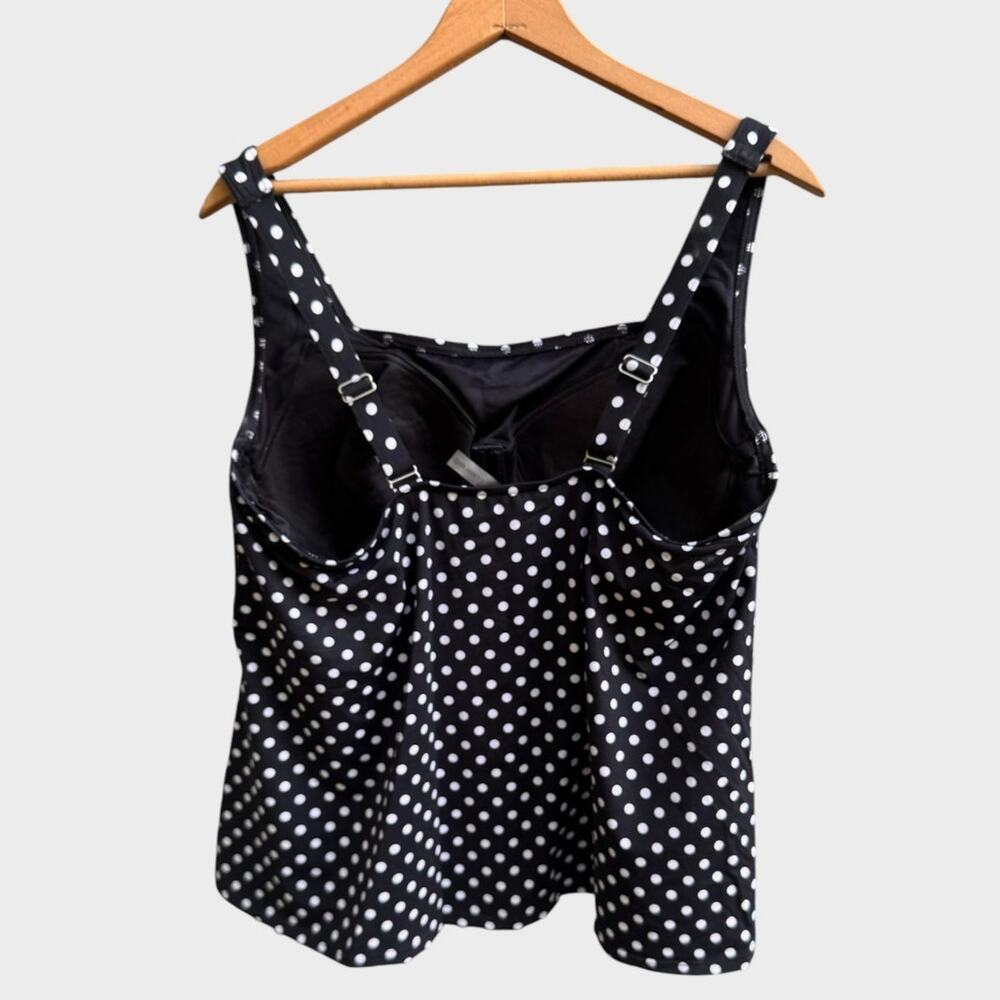 Lands' End 18W Black White Polka Dot Top Only Tankini Square Neck - Picture 4 of 8